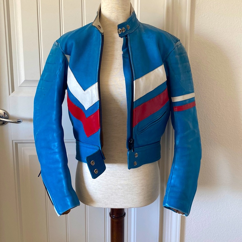 Vintage 1970s 1980s Moto Biker Crop Leather Jacket Small